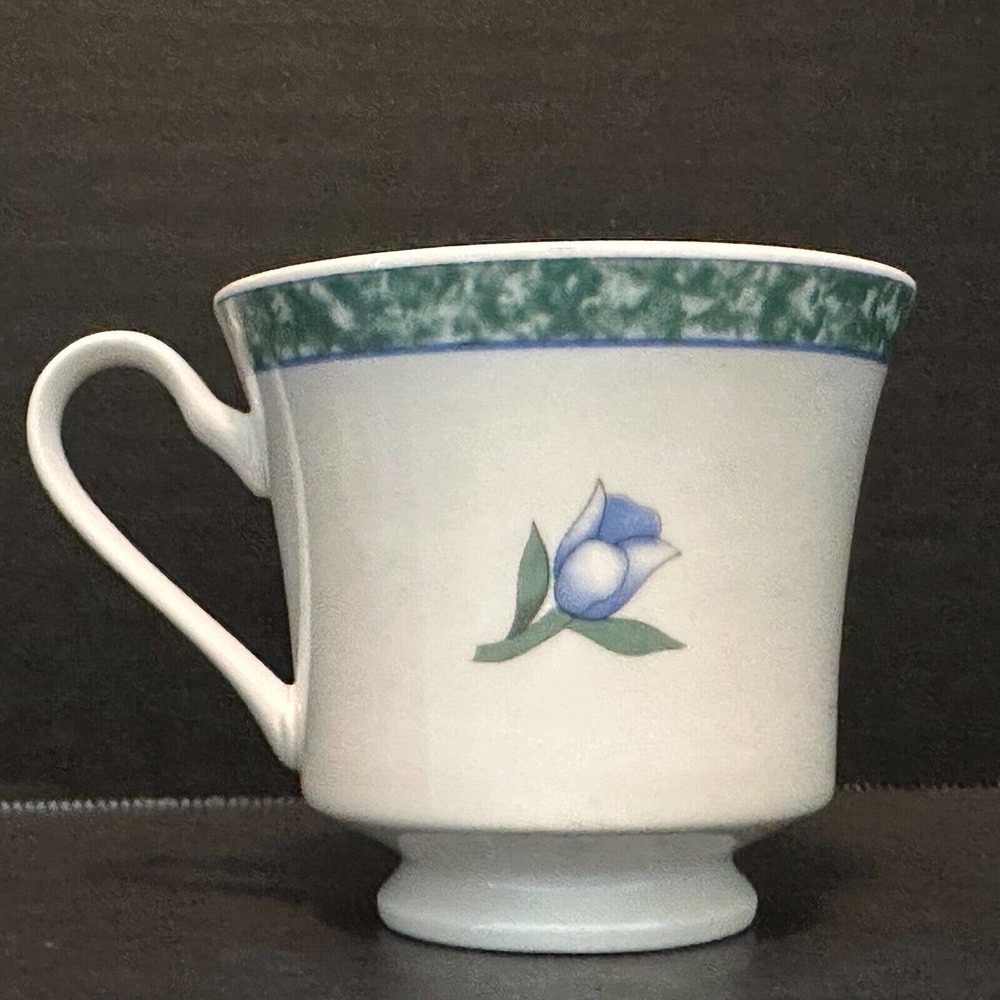 CITATION Coventry Blue Porcelain Cup Green Marble Rim, Blue Flowers Replacement